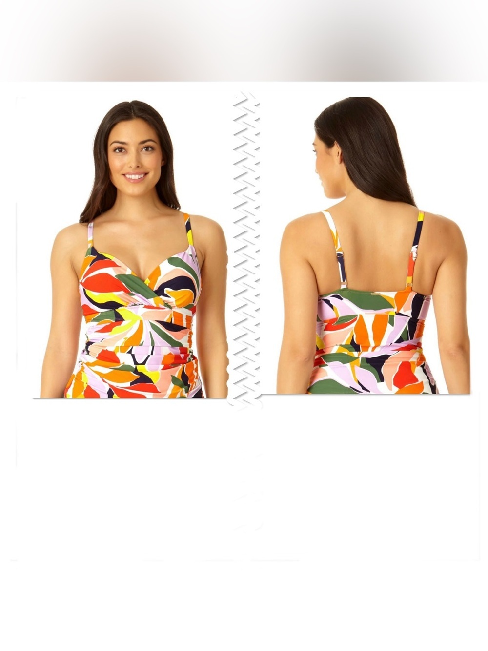 Anne Cole Twist Front Underwire Tankini Swim Top Size 36C/38B